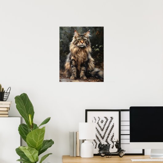 Poster d'impression de l'Art de chat de Maine Coon (Bureau à domicile)