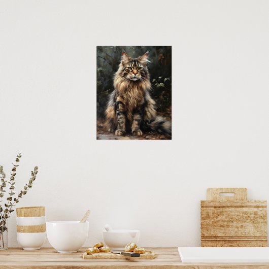 Poster d'impression de l'Art de chat de Maine Coon (Cuisine)