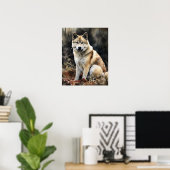 Poster d'impression de l'art de chien Cute Akita (Bureau à domicile)