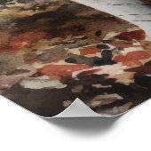 Poster d'impression de l'art de chien Cute Akita (Coin)