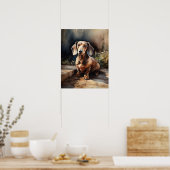 Poster d'impression de l'art de chien mignon Dachs (Cuisine)