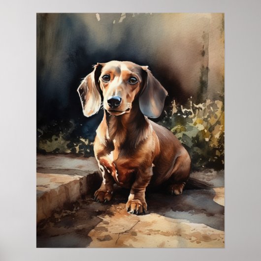 Poster d'impression de l'art de chien mignon Dachs (Devant)