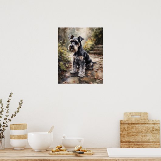 Poster d'impression de l'art de chien Schnauzer Mi (Cuisine)