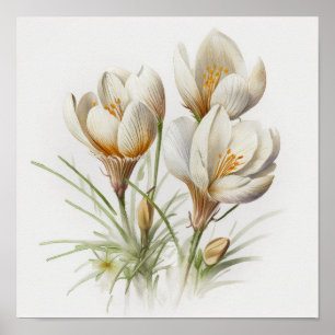 Poster d'impression de l'Art de Crocus Blanc