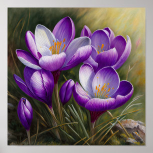 Poster d'impression de l'art de fleurs de crocus v
