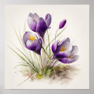 Poster d'impression de l'art de fleurs de crocus v