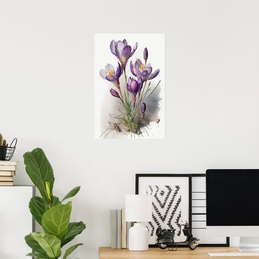 Poster d'impression de l'art de fleurs de crocus v (Bureau à domicile)