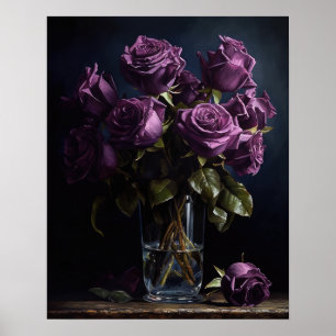 Poster d'impression de l'art de fleurs Roses viole