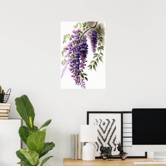 Poster d'impression de l'art de la glycine violett (Bureau à domicile)