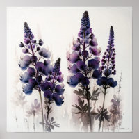 Poster d'impression de l'art de la lupine violette
