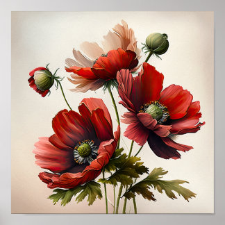 Poster d'impression de l'art des fleurs d'anémones