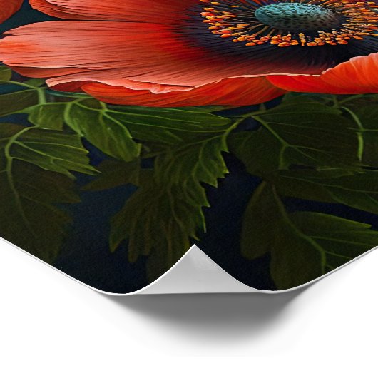 Poster d'impression de l'art des fleurs d'anémones (Coin)