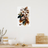 Poster d'impression de l'art des fleurs de café bl (Cuisine)
