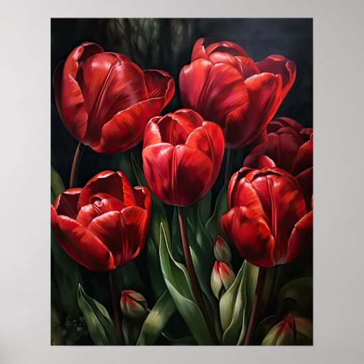 Poster d'impression de l'art des fleurs de tulipes (Devant)
