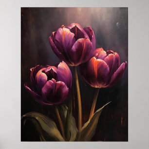 Poster d'impression de l'art des fleurs de tulipes