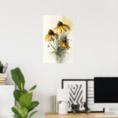 Poster d'impression de l'art des fleurs jaunes (Bureau à domicile)