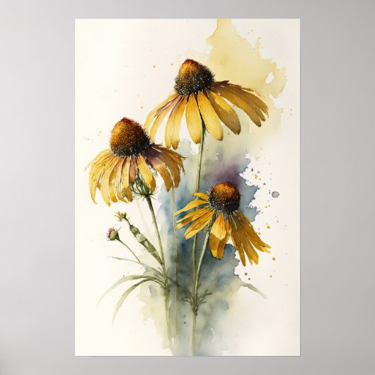 Poster d'impression de l'art des fleurs jaunes (Devant)