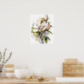 Poster d'impression de l'art des fleurs Magnolia (Cuisine)