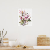 Poster d'impression de l'art des fleurs Magnolia (Cuisine)