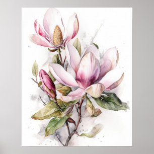 Poster d'impression de l'art des fleurs Magnolia