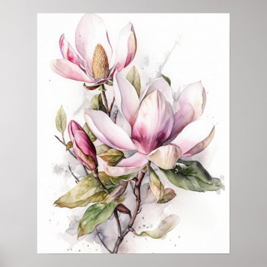 Poster d'impression de l'art des fleurs Magnolia (Devant)