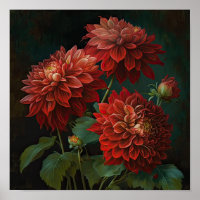 Poster d'impression de l'art des fleurs Red Dahlia
