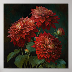Poster d'impression de l'art des fleurs Red Dahlia