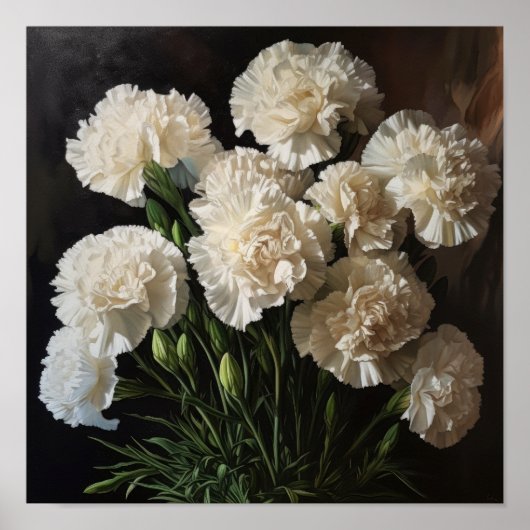Poster d'impression de l'art des oeillets blancs (Devant)