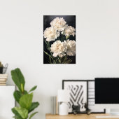 Poster d'impression de l'art des oeillets blancs (Bureau à domicile)