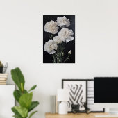 Poster d'impression de l'art des oeillets blancs (Bureau à domicile)