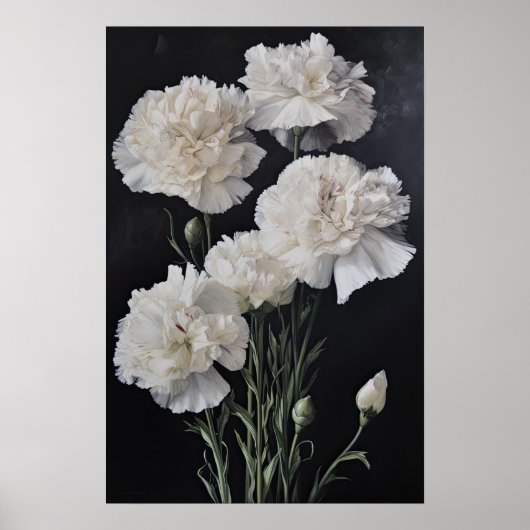 Poster d'impression de l'art des oeillets blancs (Devant)