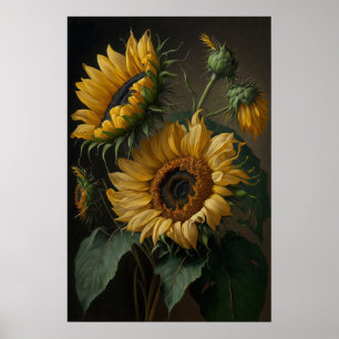 Poster d'impression de l'art des tournesols jaunes