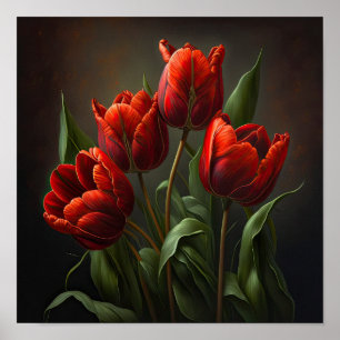 Poster d'impression de l'Art des Tulipes Rouges