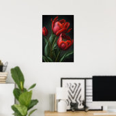 Poster d'impression de l'Art des Tulipes Rouges (Bureau à domicile)