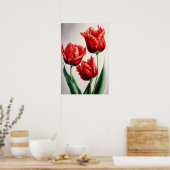 Poster d'impression de l'Art des Tulipes Rouges (Cuisine)