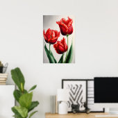 Poster d'impression de l'Art des Tulipes Rouges (Bureau à domicile)