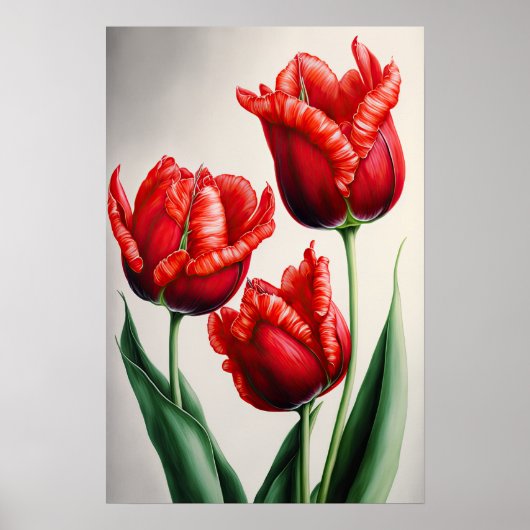 Poster d'impression de l'Art des Tulipes Rouges (Devant)
