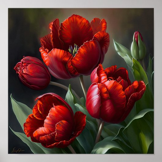 Poster d'impression de l'Art des Tulipes Rouges (Devant)