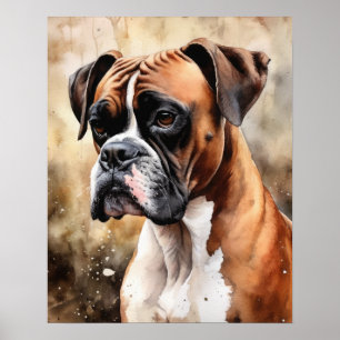 Poster d'impression de l'art du chien de boxe