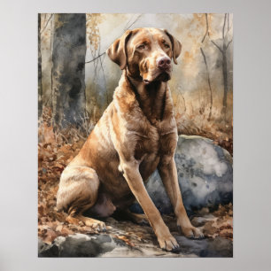 Poster d'impression de l'art du chien de recherche