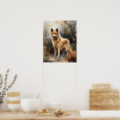 Poster d'impression de l'art du chien spitz finlan (Cuisine)