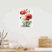 Poster d'impression de l'art du pavot rouge (Cuisine)
