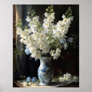 Poster d'impression de l'art en Delphinium blanc