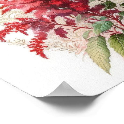 Poster d'impression de l'Art Fleur Rouge Astilbe (Coin)