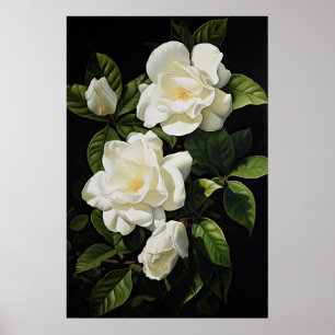 Poster d'impression de l'Art Fleuri Gardenias Blan