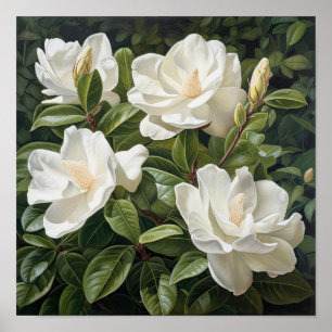 Poster d'impression de l'Art Fleuri Gardenias Blan