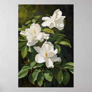 Poster d'impression de l'Art Fleuri Gardenias Blan