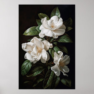 Poster d'impression de l'Art Fleuri Gardenias Blan