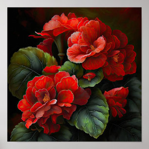 Poster d'impression de l'Art Fleuri Red Begonias