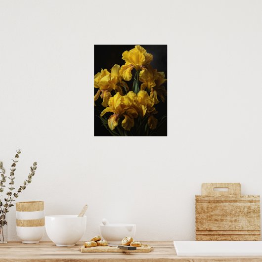 Poster d'impression de l'art Fleurs de Iris Jaunes (Cuisine)